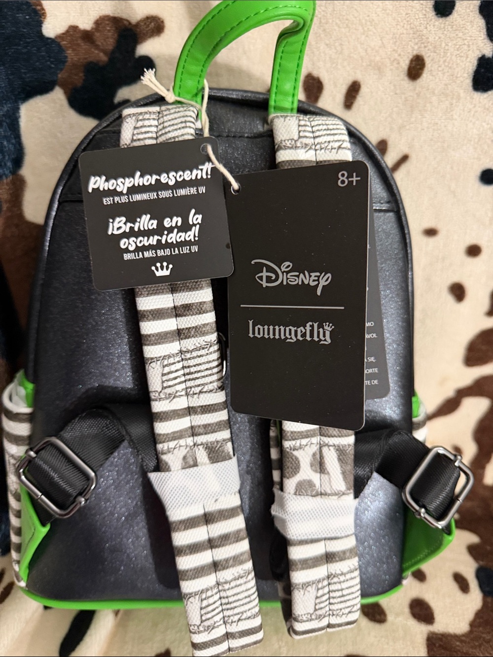 Loungefly Zero Mini Backpack - Black with Neon Green Trim - Picture 4 of 4